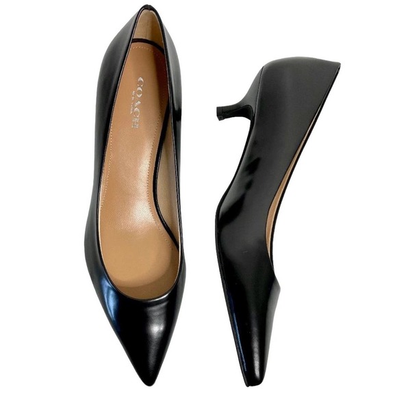 COACH UniPump Black Kitten Heel Pumps size 7 1/2 New in Box - Picture 1 of 7